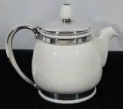 ANTIQUE LENOX WHITE INTERNATIONAL STERLING SILVER TRIM #0356 4 CUPS HOTEL TEAPOT