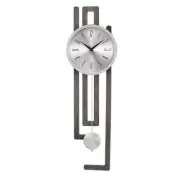 Bulova Wall Clock Analog Hardwood+Veneer Frame Swinging Pendulum Quartz Gray