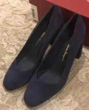 $650 New Salvatore Ferragamo Womens Shoes Ladies Navy Heels Size 8.5 C US 38.5