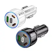 USB Car Power Adapter 30W Type-C+30W Type-C+30W USB A Car Phone