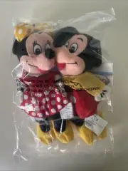 Disney Store - 8" Mini Bean Plush - Mickey & Minnie Mouse Sealed In Bag 50’s