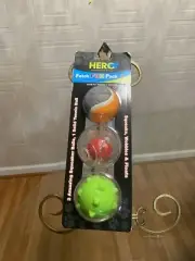 Hero Squeezz Action Ball MEDIUM Red 3 Pack Squeaky Dog Fetch Toy