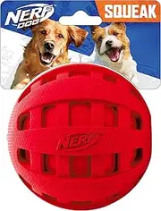 Nerf Dog Checker Squeak Rubber Ball Dog Toy, Medium/Large, Red