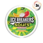 3x Tins Ice Breakers Sours Fruit Flavors | 50 Mints Per Tin | 1.5oz | Sugar Free