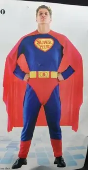 HT Mens Super Hero Superman Super Man Costume Fancy Dress