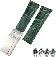 [KLVN] Genuine Leather Watchband 20mm for Rolex Yatch Master Submariner Daytona Black Green Alligator Pattern Watch Strap