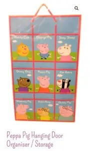 Peppa Pig Door Organiser Kids Hanging New In Pack 9 Character Pockets