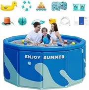 Foldable Pool - Foldable Pet Bath, Children's Pool, Foldable Outdoor Pool, Robust PVC Dog Bath, Non Inflatable Folding Pool for Toddlers, Dogs, Garden