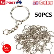 50 Pcs Bulk Split Metal Key Rings Keyring Blanks With Link Chains For DIY Craft