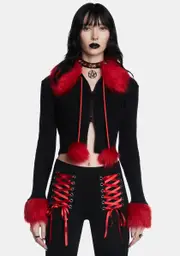 [The Grave Girls] Imaginary Joy Cropped Cardigan - Red