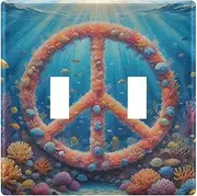 AIXIWAWA Switch Plate Coral Peace Sign Print, 1 Pack Home Decor Wall Plates 3-gang with Screw Size 6.37x4.48x0.27 in