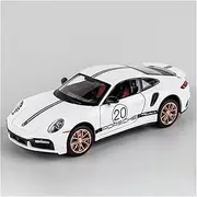 Scale Finished Model Car 1:24 for Porsche 911 TurboS Simulation Metal Racing Car Model Diecast Sound Light Gift Miniature Replica Car(White)
