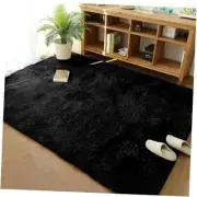 Modern Soft Fluffy Small Shaggy Rug for Bedroom Livingroom 5 x 7 Feet Black