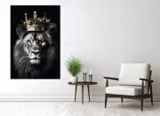 Lion with Crown Black & White Wall Art Canvas Unframed Print Art
