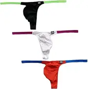 [COMLIFE] Men's Sexy Low Rise Thong Modal Colorblocking T-Back Briefs