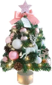 Small Christmas Tree with LED Lights 18 in Mini Tabletop Artificial Xmas Pine Tr