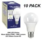 10 x 18W LED Light Globes Bulbs Lamps Warm White 2700K E27 Screw ES - 1800Lm