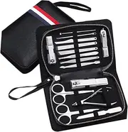 minkissy 15pc Carbon Steel Manicure Pedicure Set Nail Grooming Nail Care Set for Travel Present