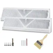 2 Pack 18 Inch Baseboard Register Vent Cover Grill Floor Wall Baseboard Diffu...