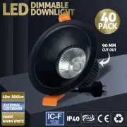 40X 10W LED Downlight 3000K Warm White Down Light 60 Degree 800LM w/ Plug Black