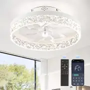 15.7" Modern Ceiling Fans with Lights and Remote, Dimmable Low Profile Ceiling F