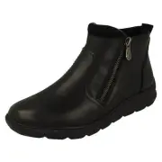 Ladies Rieker 'Z0060' Casual Leather Warm Lined Double Zip Boots