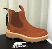 NIB SOREL Hi-Line Chelsea Waterproof Leather/Elastic Boot US 8 Scorch/Tawny Buff