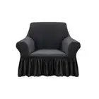 NNEAGS 1-Seater Dark Grey Sofa Cover with Ruffled Skirt Couch Protector High Str