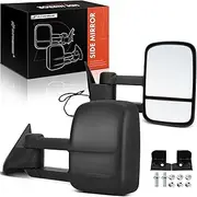 A-Premium Mirror Replacement for Chevy GMC C/K Pickup 1988-1998 Suburban Towing, Power, Black Texture, old mirror body, Front Left and Right, A Set of 2