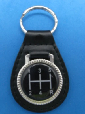 5 SPEED PATTERN LEATHER KEYCHAIN KEY CHAIN RING FOB BLACK #502