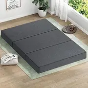 STARRY EUCALYPT Light Grey Folding Floable Mattress Mat Pad 190 x 130 x 10cm Portable Mattress Floor Bed in Bamboo White for Home Office Camping and Travel Use Tri-fold Sofa Lounge