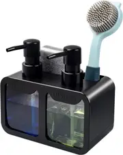 700ml Kitchen Soap Dispenser Set with Pump and Sponge Holder - Black