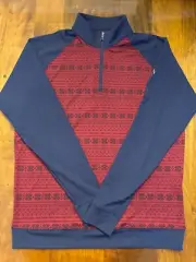 NWT MEN'S HOLDERNESS & BOURNE 1/4 ZIP PULLOVER, SIZE: S, COLOR: RED/NAVY (M18)