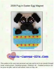 Pug in Easter Egg Magnet-Plastic Canvas Pattern/Kit