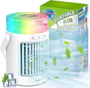 DARMAI Air Conditioner, Portable Personal Mini Air Conditioner, 3 Fan Speeds 7 LED Lights Evaporative Cooler Air Conditioner, 4000mAh USB Rechargeable Desktop Cooling Fan for Home Office Dorm(600ML)