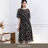 在飛比找Yahoo奇摩購物中心優惠-現貨【MEDUSA 曼度莎】鬱金香黑色蓋肩雪紡洋裝（M-XL