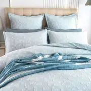 NNEDSZ Jervis Checks Jacquard French Blue Quilt Cover Set by Renee Taylor Super