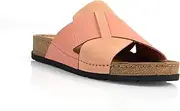 [BATZ] Marina Leather Shoes Sandals Clog Mules Comfort Shoes Slippers Women, Orange, 8 AU
