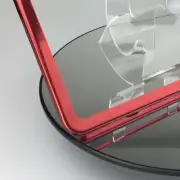 Audi Candy Red License Plate Frame Slim 2H w/ Aluminum Circle Type Screw Caps