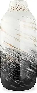 Torre & Tagus Galaxy Swirl Glass Vase | Hand Blown Black and White Vase with Gold Sparkles for Flowers and Modern Home Decor, 13.5-inch, White/Black
