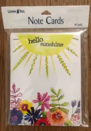 8 Leanin Tree Note Cards - HELLO SUNSHINE, Sun and Flowers, Cheerful Cards