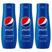 3x Sodastream Pepsi 440ml Sparkling Soda/Water/Drink Flavour/Syrup/Makes 9L Mix