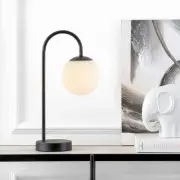 JONATHAN Y Arco 18.25 in. Black Iron/Glass Minimalist Mid-Century Globe LED Lamp