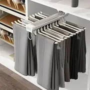 veonly Pull Out Pants Rack for Closet 22 Arms, Pull Out Trousers Rack, Multi Functional Pull Out Pants Hanger Organizers, Dampening Buffer Sliding Rail, Maximum Load 33lbs,23.4x18x5.7inch, Beige
