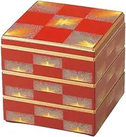 J-Kitchens Excursion Bento Box, Made in Japan, 3-Tier, 7.0 Inches, Saikokura, Matsuba City, Matsubuchi Gold, 8.1 x 8.1 x 7.7 inches (20.8 x 20.8 x 19.5 cm)