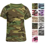 Kids Camo T-Shirt Short Sleeve Military Tee Army Childrens Youth Shirt Top