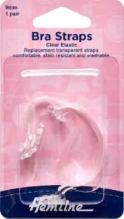 HEMLINE Replacement Elastic Bra Strap, Clear 9mm