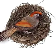 Birds Nest - Handmade Woven Nest House,Flat Base Small Animal Bed House for Garden Bird Cage Accessories for Backyard Habitat