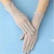 JSEIAJB Gloves Women's Thin Short Ice Silk Touch Screen Driving Motorcycle Lace Gloves
