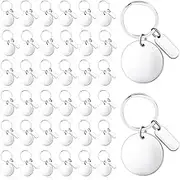 Byttlerom 36 Pcs Engravable Metal Keychain Blanks Metal Blank Key Ring Metal Stamping Tags Keyring Tags for DIY
